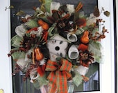 Birdhouse Deco Mesh Wreath