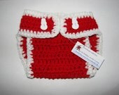 sale First Christmas Baby boy diaper cover crochet white red snowmen buttons soft wool 0-4M Photo prop shower gift