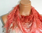 Fringed Womens Scarves, Shabby chic, worn out appearance, Scarf,Cowl,Shawl,Wrap,Bandana,Headband,Beach Pareo