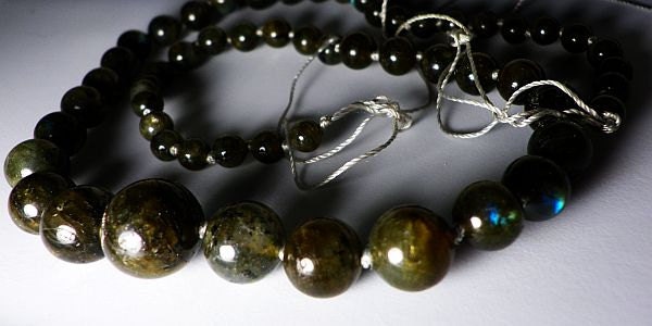 Green Labradorite Smooth Round Tumbled Graduating Beads Whole Strand 6mm-14mm