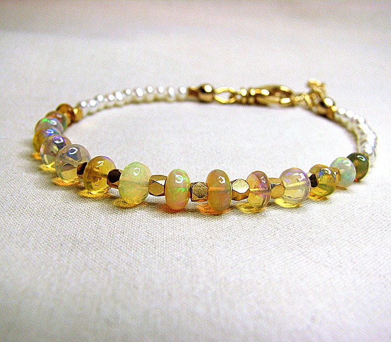 Ethiopian opal bracelet Stacking layering bracelet 24k gold vermeil beaded bracelet Gemstone jewelry Beaded jewelry Mothers Day