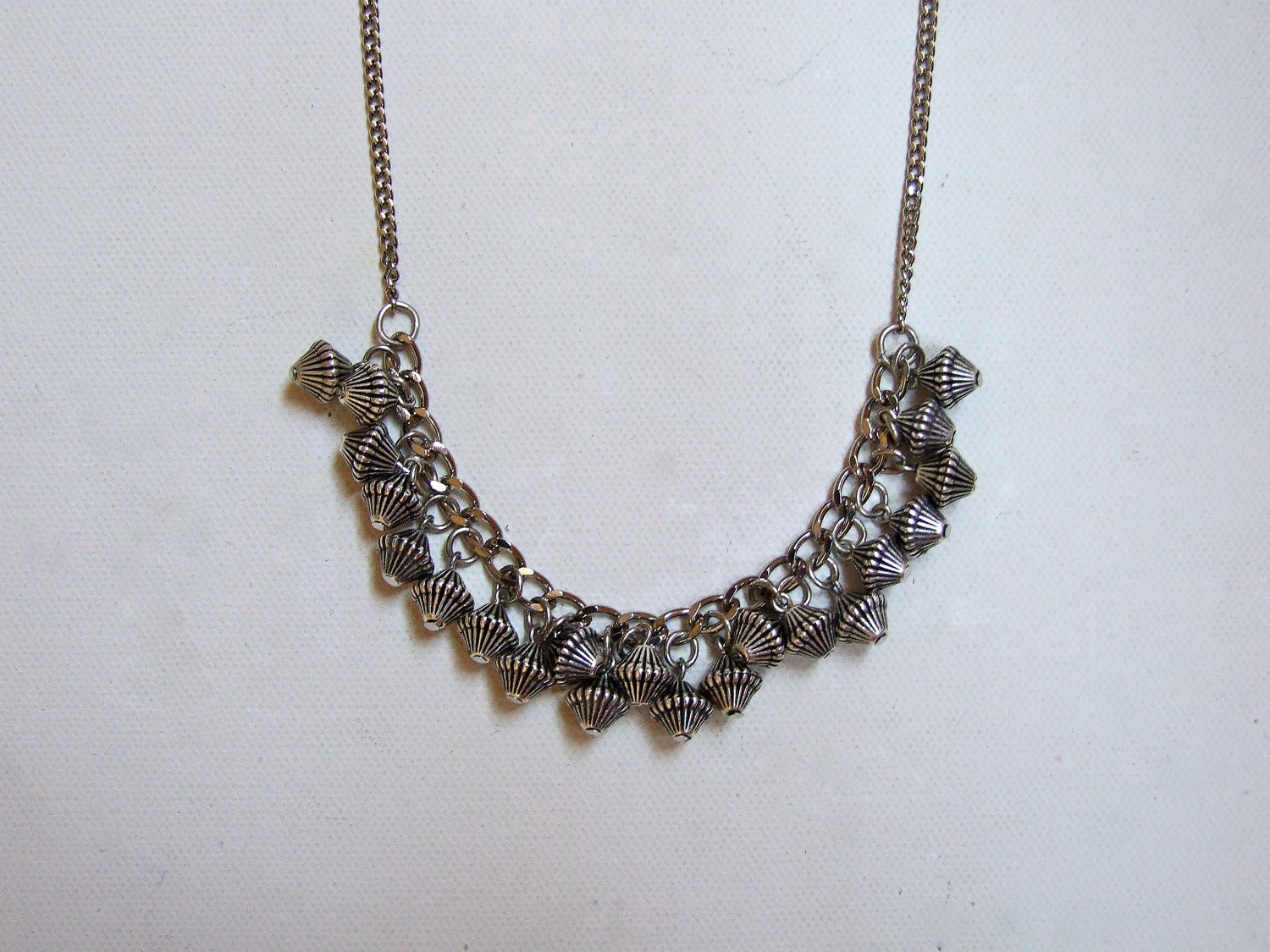 Indian Inspired Necklace With Hanging Bead Section.