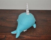 narwhal plush - blue with white magical horn