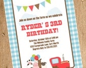 On the Farm Printable Invitation, Tractor Personalized Birthday Invite, Tractor, Farm Birthday Boy