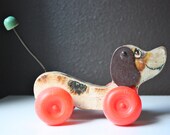 1960s Vintage Fisher Price Little Snoopy Dog Pull Toy - Missing the String - Cute Display