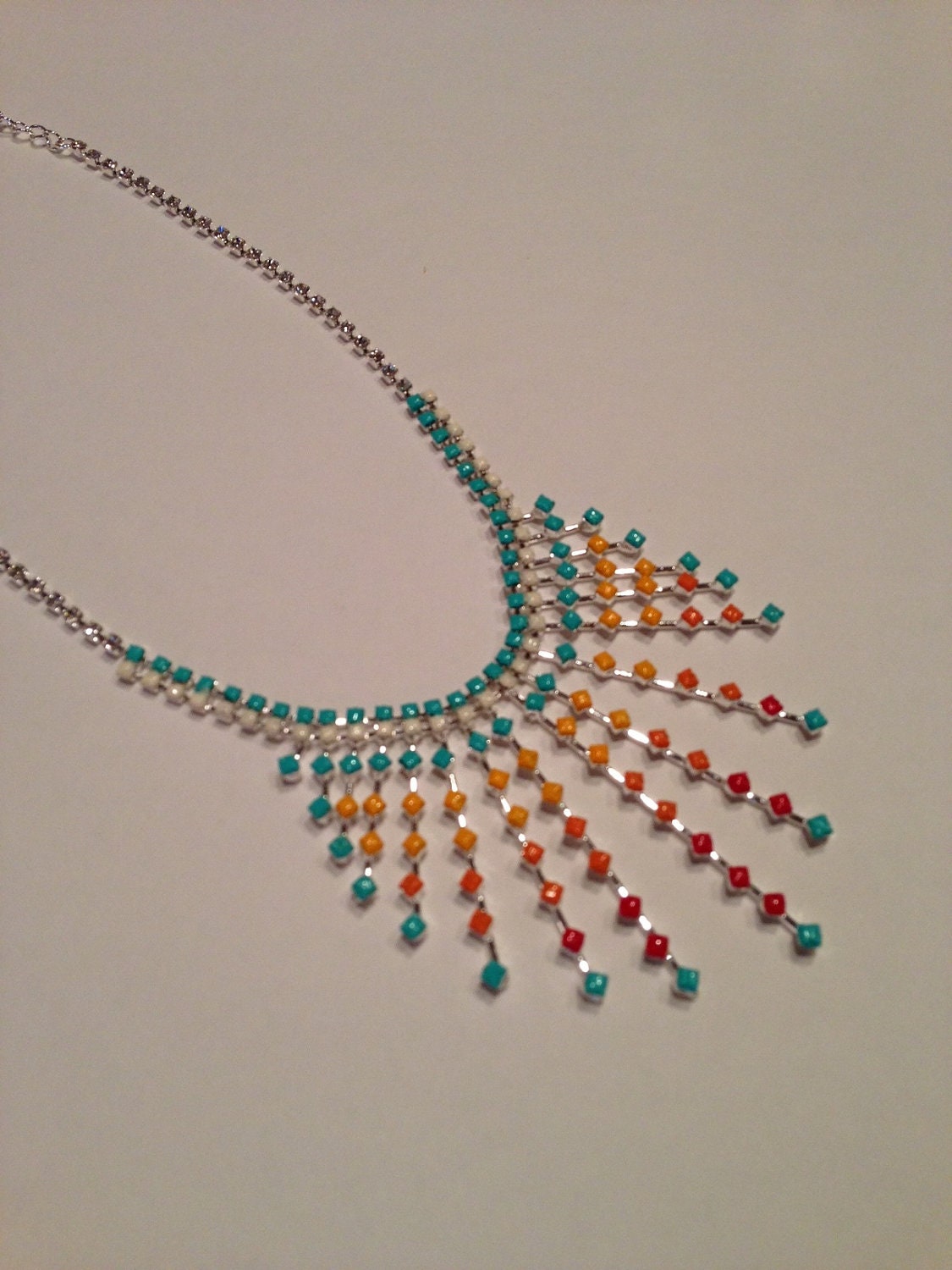 The Lola Necklace, Painted Rhinestone Necklace Inspired by Tom Binns, Statement Necklace