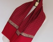 Mans vintage scarf traditional ruby red fine wool.