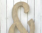 Shabby Chic Wooden Ampersand Sign or Alphabet Letter - Barn Wood Painted Distressed 20"- Mousse Color
