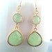 Light Mint Green Gold Earrings,Drop, Dangle, Glass Earrings, Gemstone,Wedding jewelry