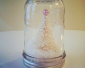 Pink Topped Cream Tree Christmas Decoration