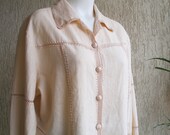 Vintage Ethno Asymmetric Linen Shirt ,  size  L-XL