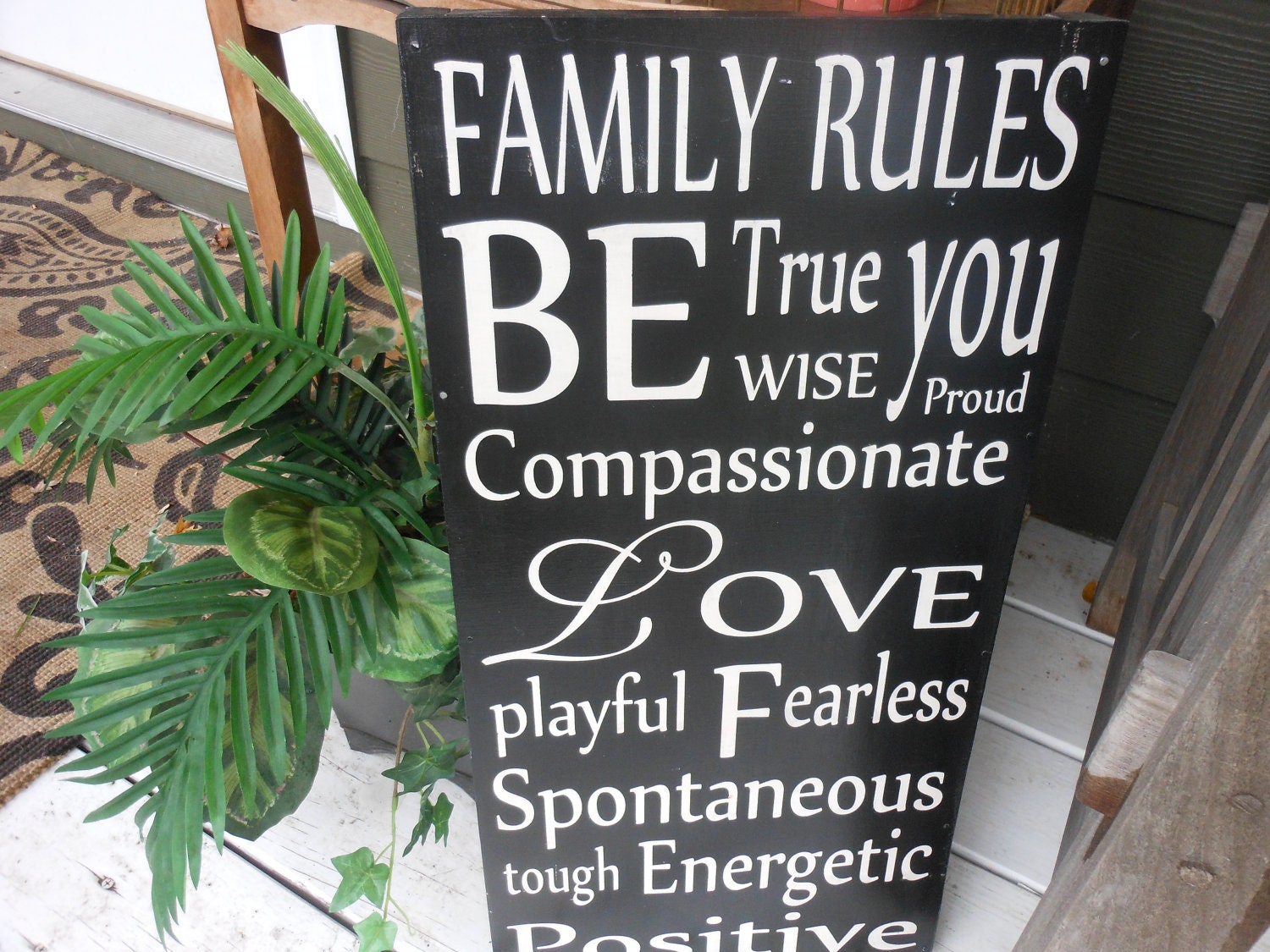 SALE - Now 32.95.  WAS 38.99  All wood handmade  12" X 24"  Family Rules Be True- Wise - proud- you subway sign art