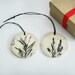 Set of 10 ornaments with herb print, eathey rustic holiday decoration