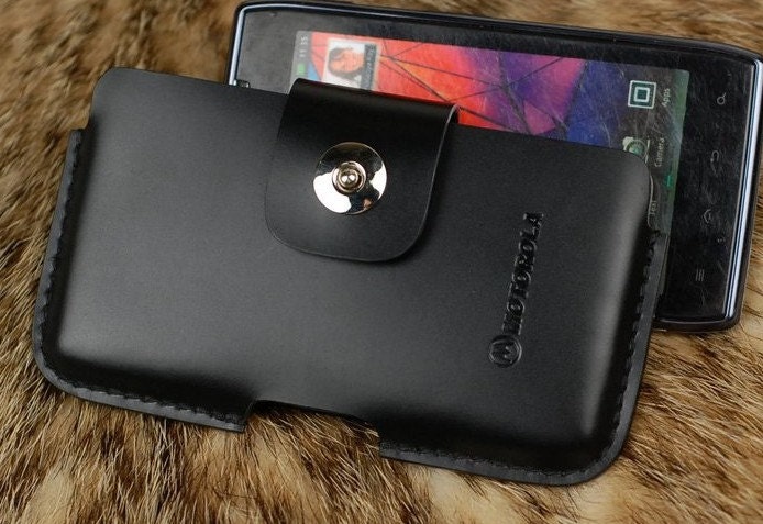 Iphone 4/4S/5 Handmade Genuine Cow Leather Sleeve / Case In Black