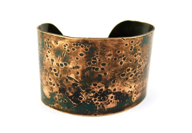 Dramatically Hammered - Copper Verdigris Cuff