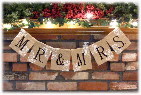 MR & MRS Burlap Banner for your Rustic Wedding - rustic and elegant