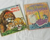 Set of 2 Vintage Little Golden Books  Gay Purr-ee and Wild Animals