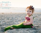 Crochet Mermaid Tail, Newborn Photo Prop 3 Piece Set 6-9 and 9-12 months - Made to order