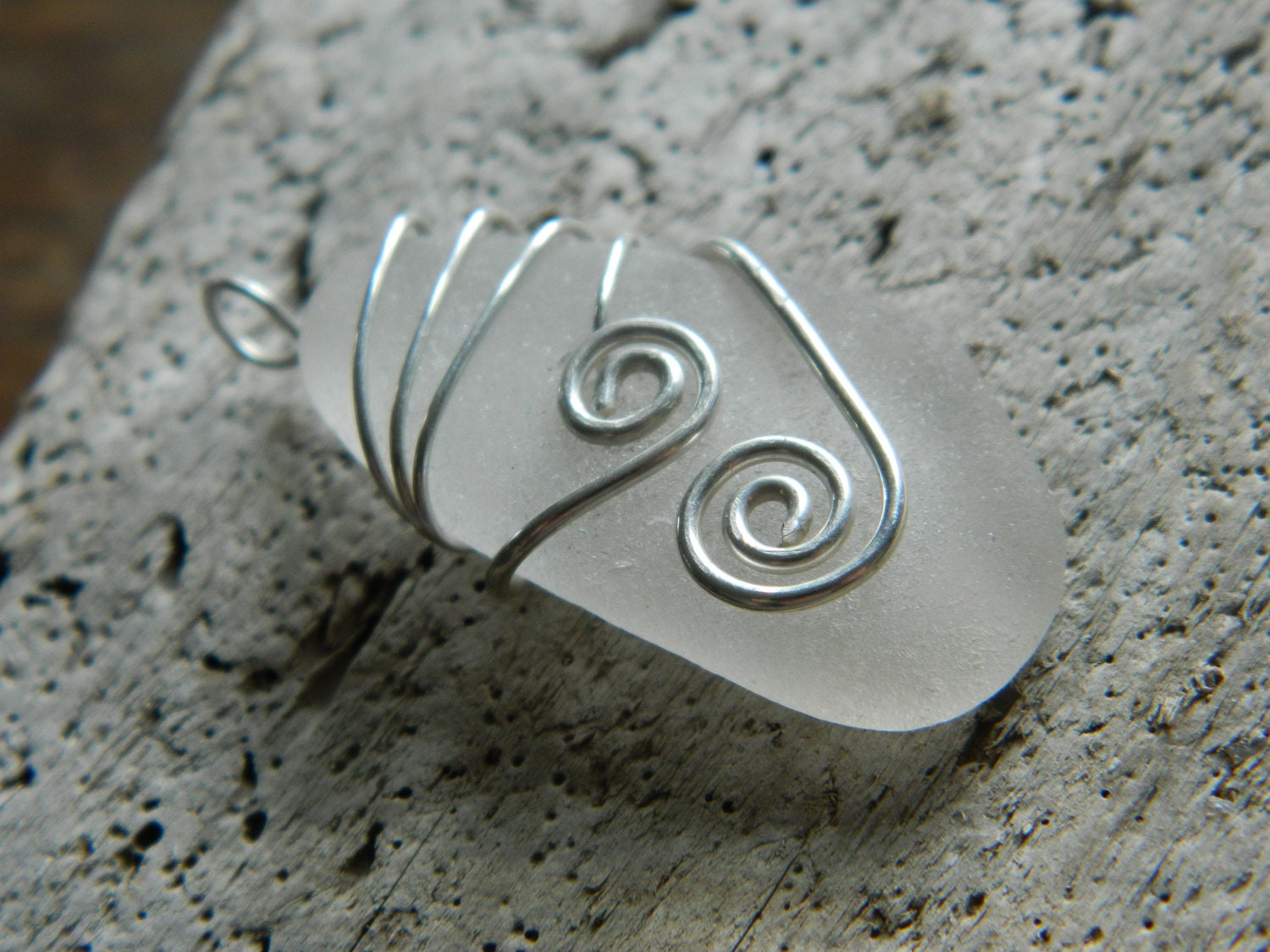 Genuine Clear Frosted Sea Glass Pendant