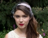 Lavender feather headband with vintage silk veiling purple feather headband delicate