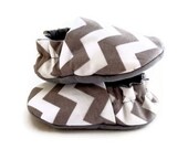 SALE, Small Gray Chevron Reversible Baby Shoes, made to order in variety colors, pick your color and size,