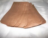 100 Mini Kraft 3 x 5 inch Flat Paper Bags, Cute Plain 3.25x5.25 Kraft Goodie Paper Favor Bags, Small Kraft Serrated Edge Gift Bag