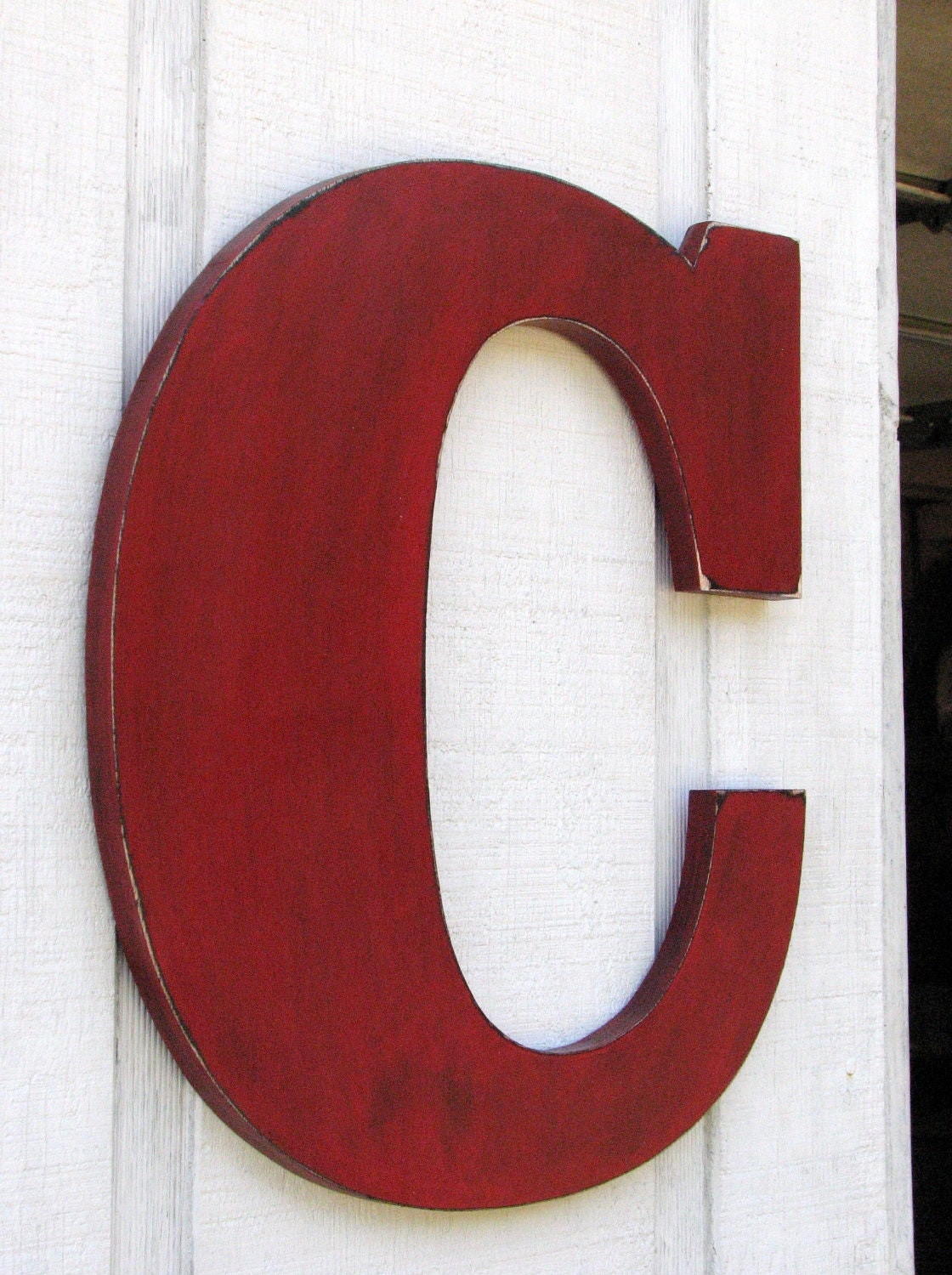Home Decor Large Wooden Letters "C" Distressed True Red 18" tall Wood Name Letters, Custom Home Decor Kids Room Nursery You Pick Color