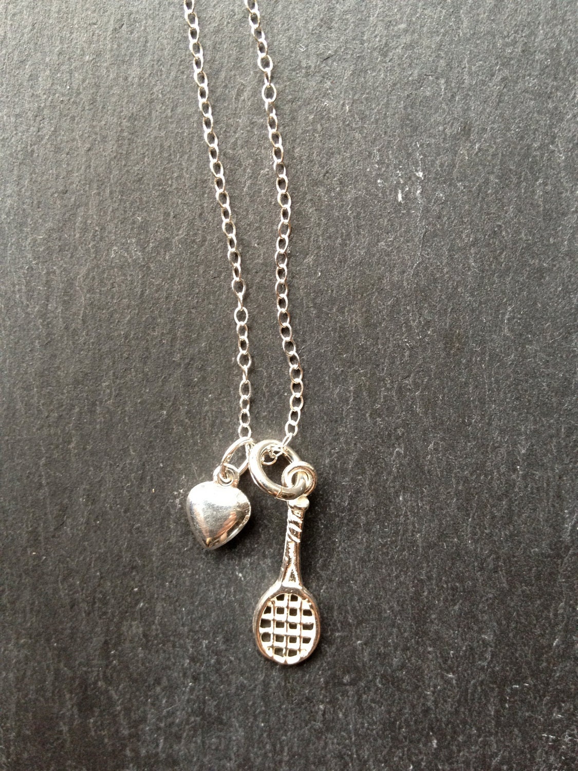 Tennis Racket and Heart Necklace