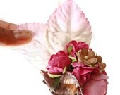 Autumn  pink mixed rose flower hair clip floral bridal hairpiece weddings prom