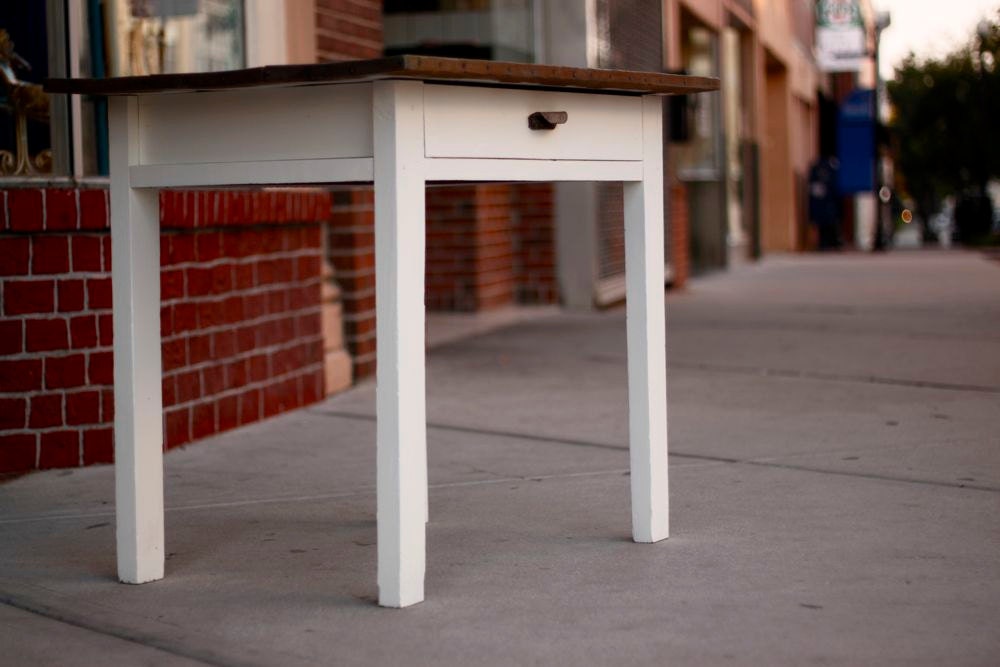 Primitive Farmhouse White and Gray Table