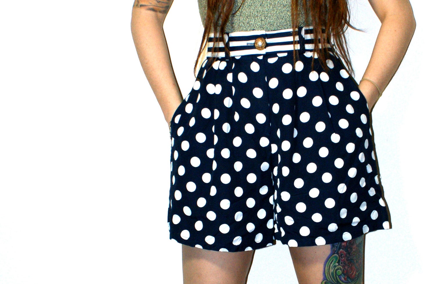 Adorable High Waisted Polka Dot Flouncy Lightweight Shorts: S