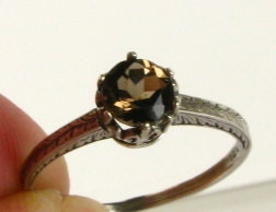 Smokey Quartz Silver Filigree Ring