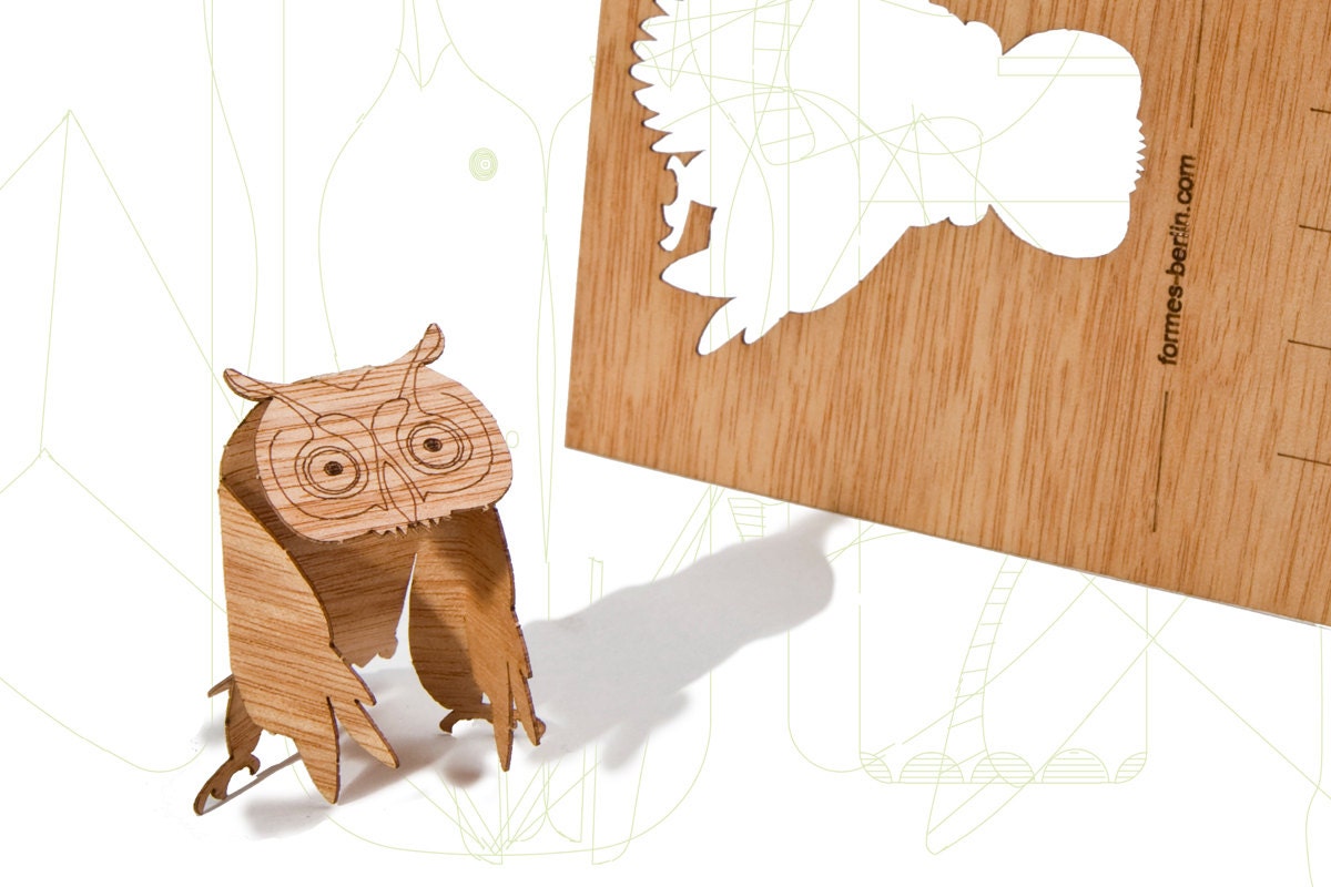 postcard wood - 6 owl cards