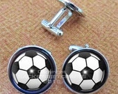 SOCCER DAD BALL Nickel Plated Cuff Link Pair Free gift Box Weddings  Christmas Quickship Under 20.00