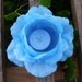 Mother's Day Gift, Handmade Tealight/Votive Holder, Blue Faux Rose, Glass Holder
