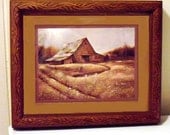 ON SALE Vintage Barn Art Framed Signed Ruane Manning 1982, Save 3 bucks