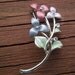 Vintage Flower Brooch, Silver Tone with Enamel Flowers and Rhinestones, Very Pretty