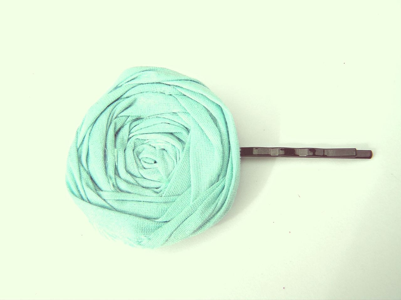Blue Rosette Bobby Pin, Silk Rosette Flower, Bobby Pin Wedding Bridal ,Baby Blue Silk Rosette , Wedding or Birthday Gift