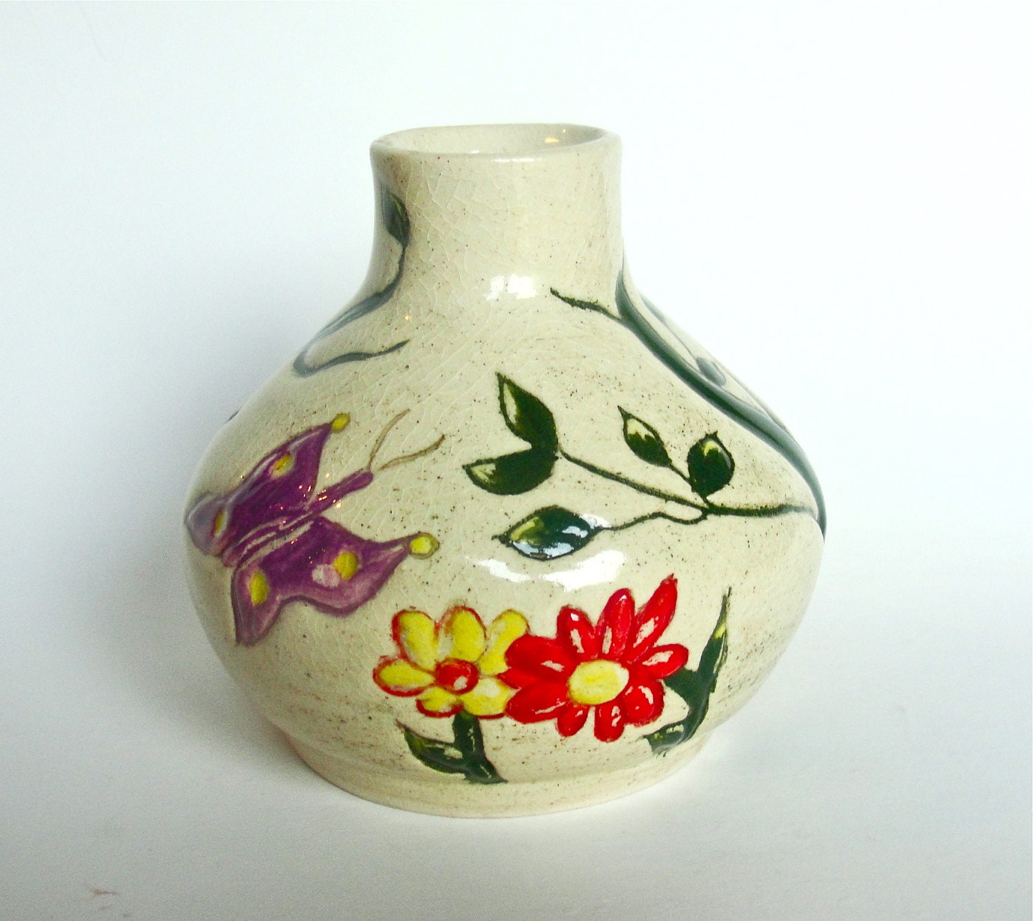 Bud vase, Butterfly,Bird,Flowers,Trees,Ceramic Stoneware,Hand Carved,One of a Kind,Wedding Gift,Bridal Gift,Housewarming Gift
