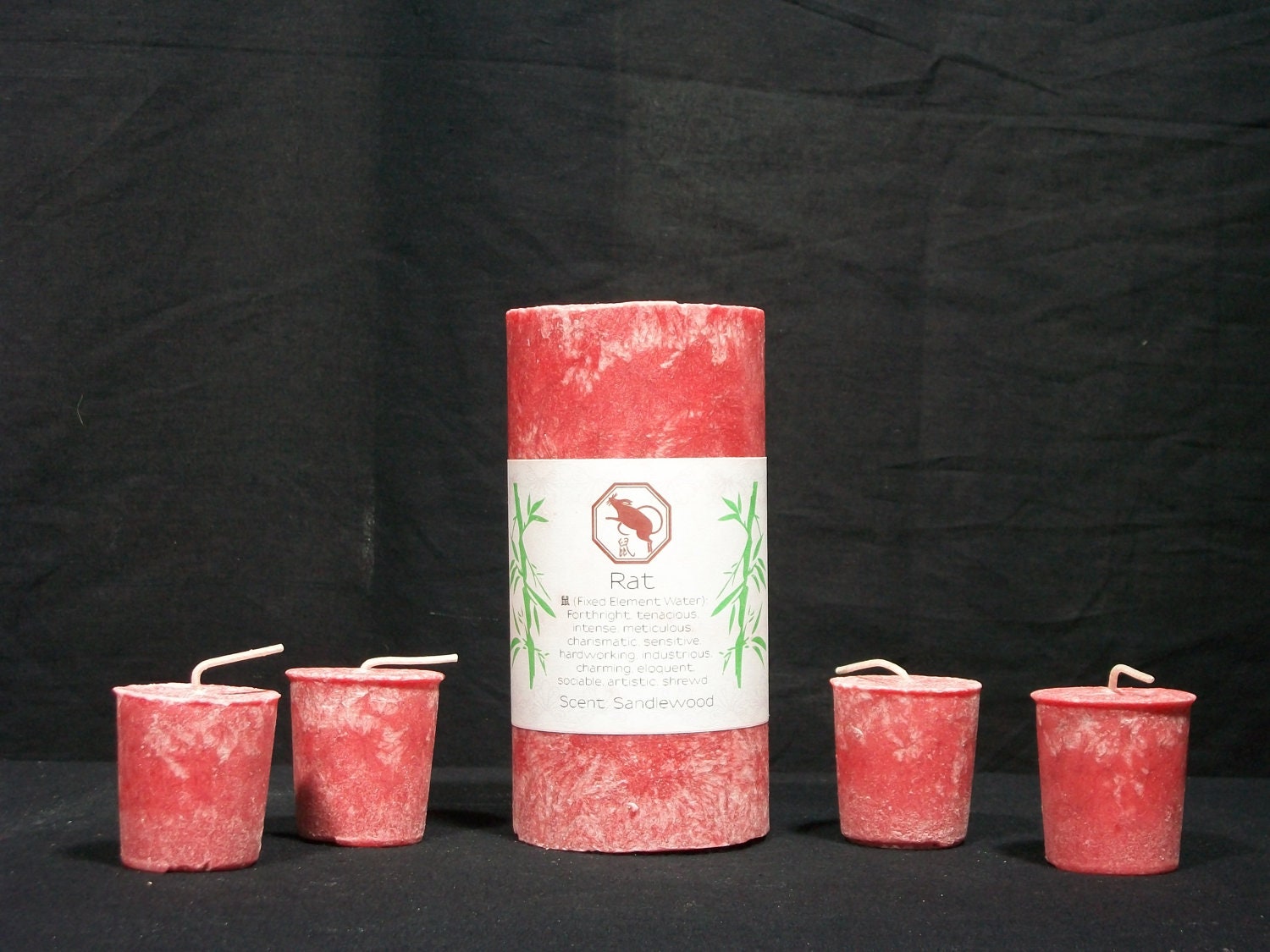 Palm Pillar Candles, Sandalwood Scented for Rat Sign of Chinese Zodiac