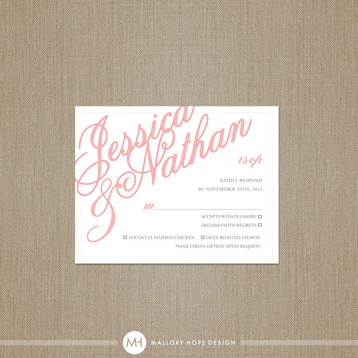 Elegant Names Modern Wedding Invitation & RSVP Set - CUSTOMIZE Colors and Content - Digital Design Files