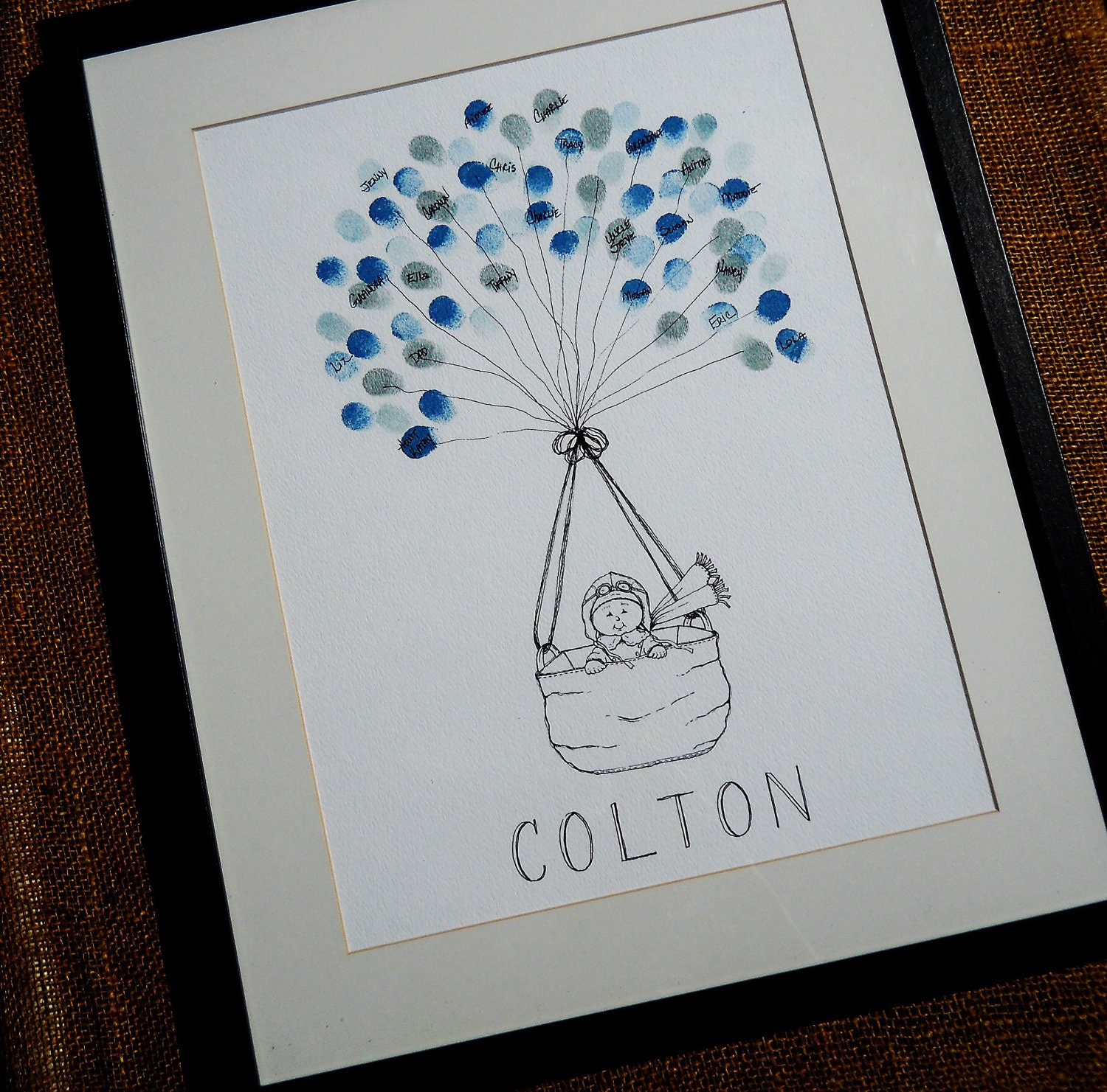 Baby Boy Baby Shower Thumbprint Guest Book- Great gift for Mom-to-Be