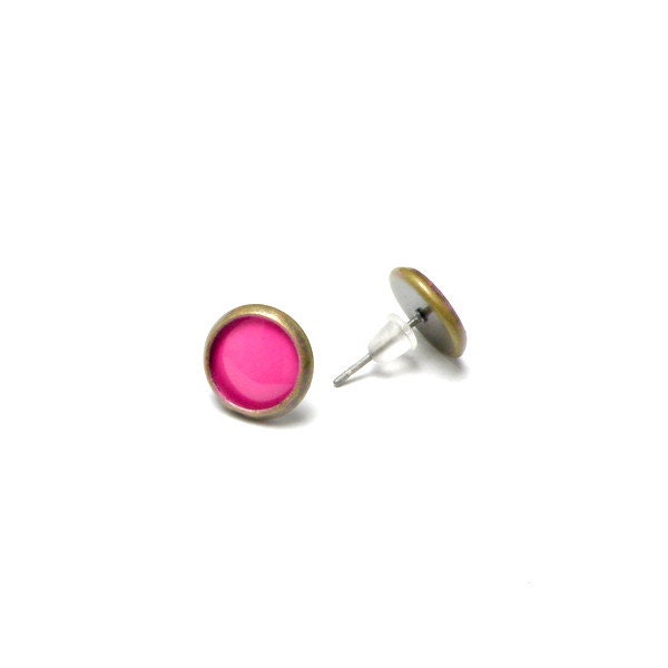 Pink enamel studs, copper