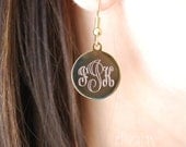 gold plated elegant monogram earrings