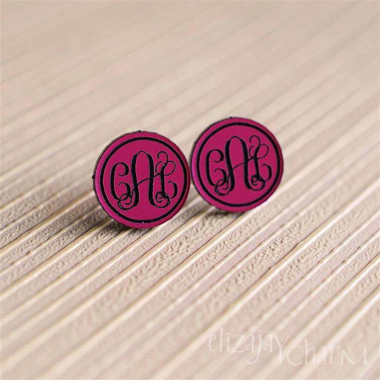 vine monogram itty bitty post earrings