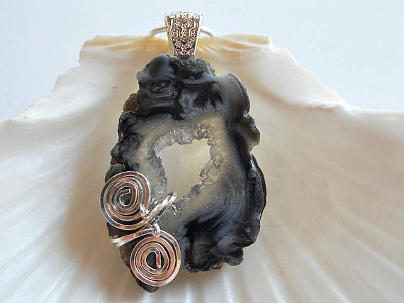 Geode Druzy Agate Pendant