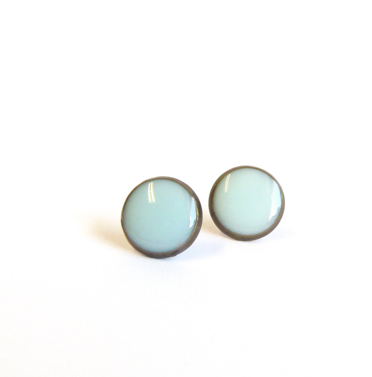Tiny stud earrings greyed jade earring studs