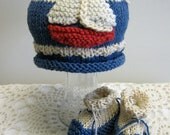 Newborn Baby Pima Cotton/Modal Sailboat Hat and Bootie Set