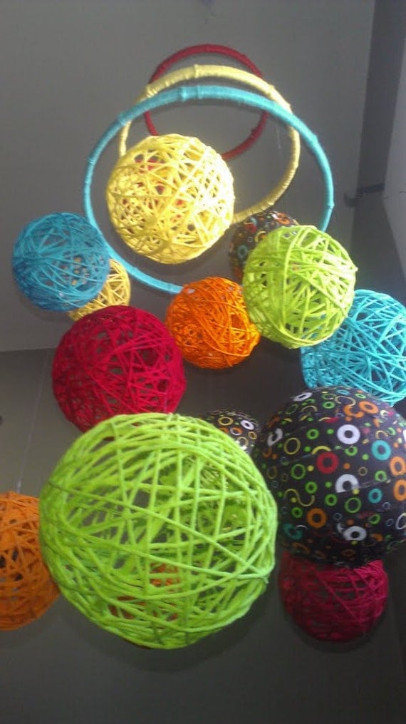 Multi-Color Yarn & Fabric Ball Baby Mobile