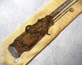 Vintage Necktie - Antique Golf Clubs Pale Yellow Brown - Mens Novelty Tie - Made in USA